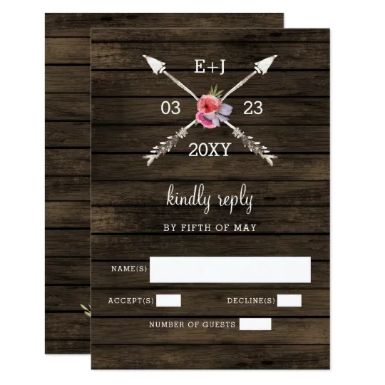Blooming Antlers  Rustic Chic Wedding Invitations