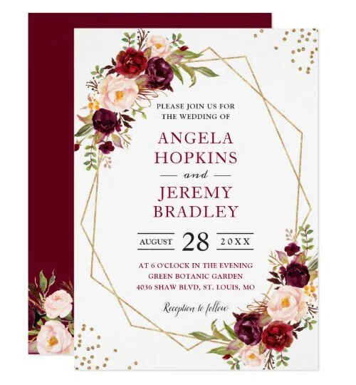 Invitation Suite: Burgundy Marsala Rustic Floral