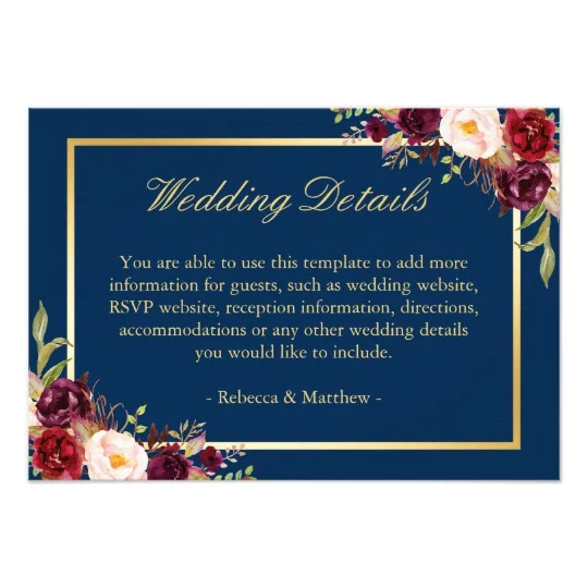 Invitation Suite: Burgundy Red Floral Navy Blue