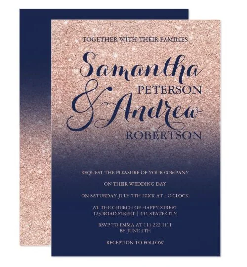 Burgundy and Navy Wedding Invitations