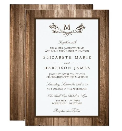Country Rustic Monogram Branch On Wood Wedding