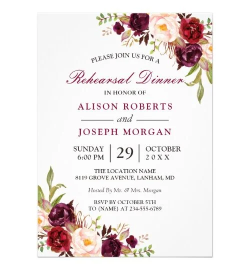 Invitation Suite: Burgundy Marsala Rustic Floral
