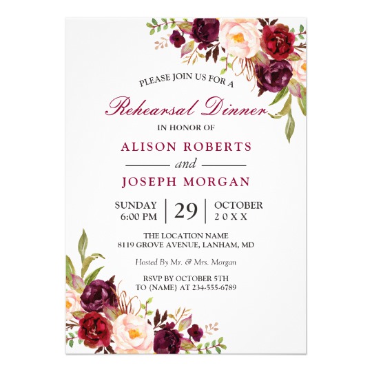 Invitation Suite: Burgundy Marsala Rustic Floral