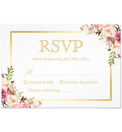 Invitation Suite: Chic White Floral and Gold Frame