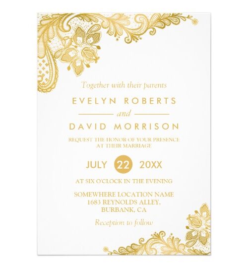 Invitation Suite: Elegant Gold Lace Pattern