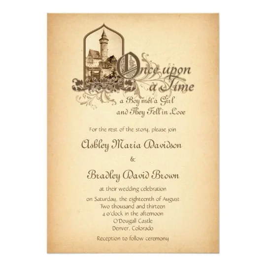 Fairy Tale Medieval Vintage Wedding Invitation Set