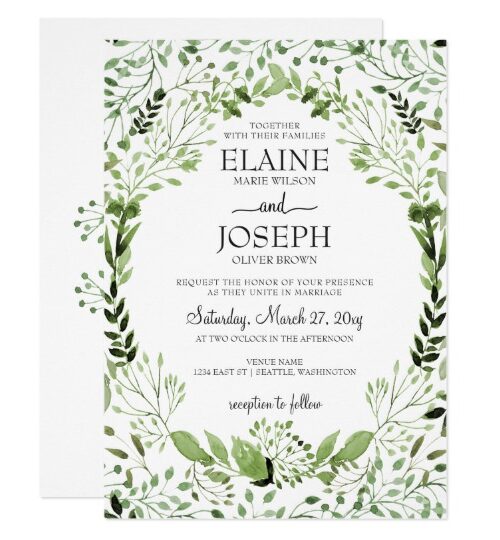 Glam Greenery Wedding  Invitation Suite