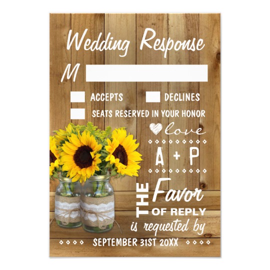Mason Jar Burlap Sunflower Wedding Invitations Set
