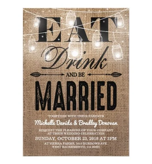 Rustic Burlap Mason Jars Invitation Suite