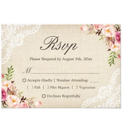 Invitation Suite: Rustic Burlap Lace Rose Floral
