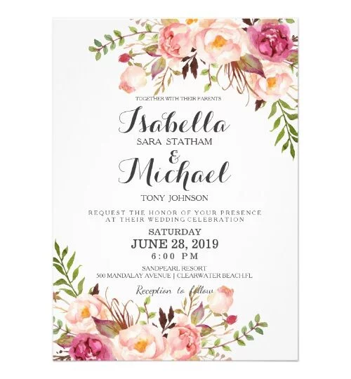 rustic floral wedding invitation set
