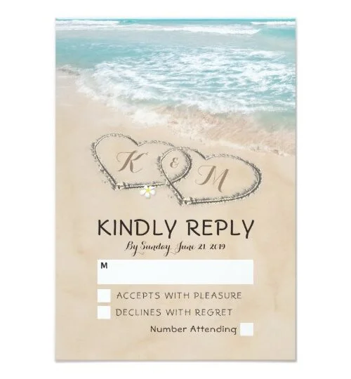 Tropical Vintage Beach Heart Invitation Suite