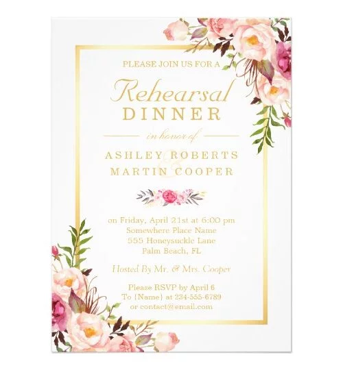 Invitation Suite: Chic White Floral and Gold Frame