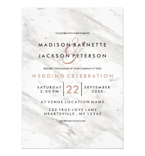 White Marble & Rose Gold Calligraphy - Wedding