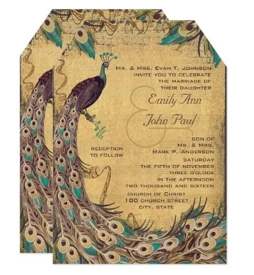 Eggplant and Aqua Peacock Wedding
