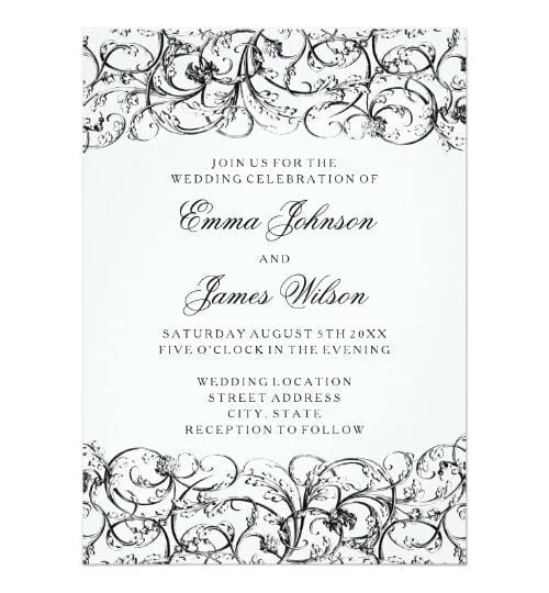 Elegant black and white swirls wedding collection