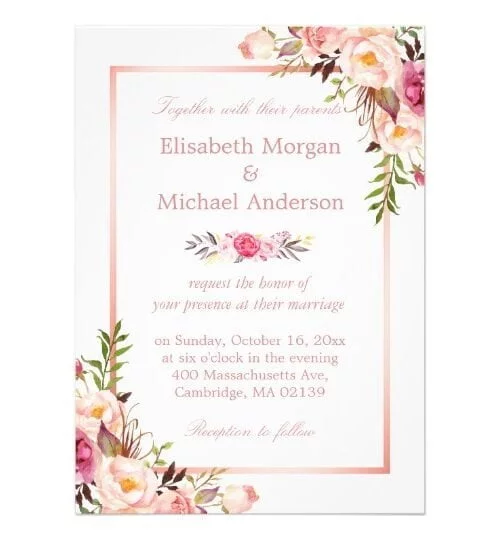 Invitation Suite: Elegant Chic Rose Gold Floral