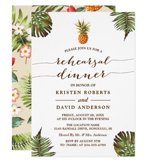 Tropical Leaves Pineapple Luau Invitation Suite