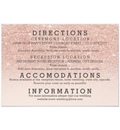 Faux rose gold glitter ombre wedding