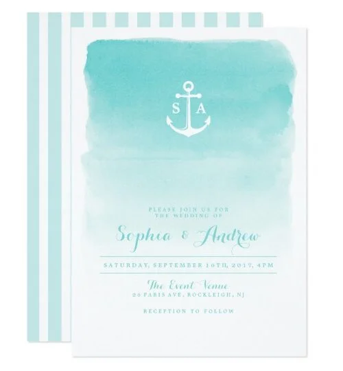 Watercolor Nautical Anchor Beach Wedding Suite