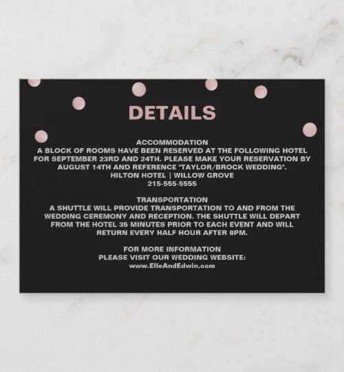 Rose Gold and Black Glam Confetti Wedding Set