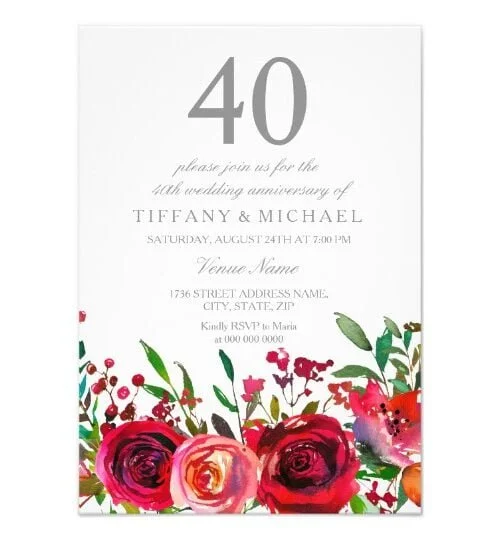 40th Wedding Anniversary Invitations