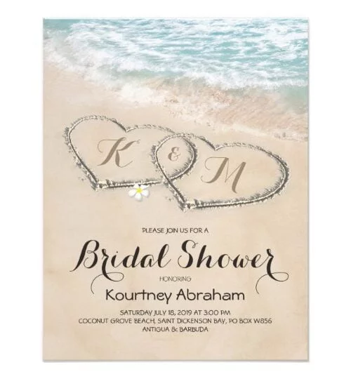 Tropical Vintage Beach Heart Invitation Suite