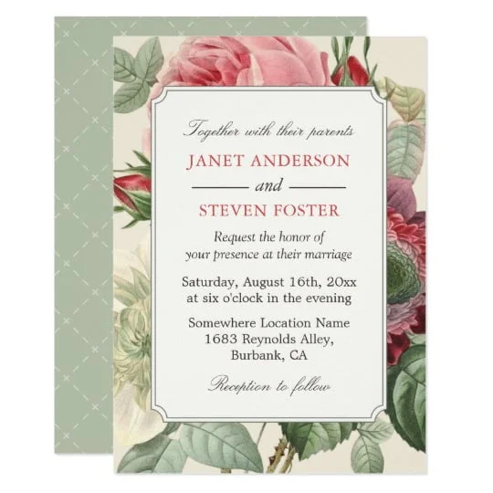 Invitation Suite: Elegant Vintage Botanical Floral