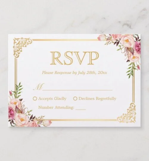Invitation Suite: Vintage Gold Frame Floral Decor