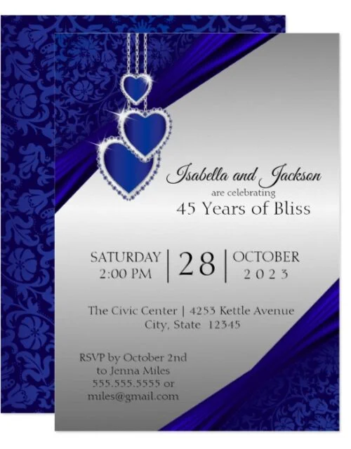 45th or 65th Sapphire Wedding Anniversary