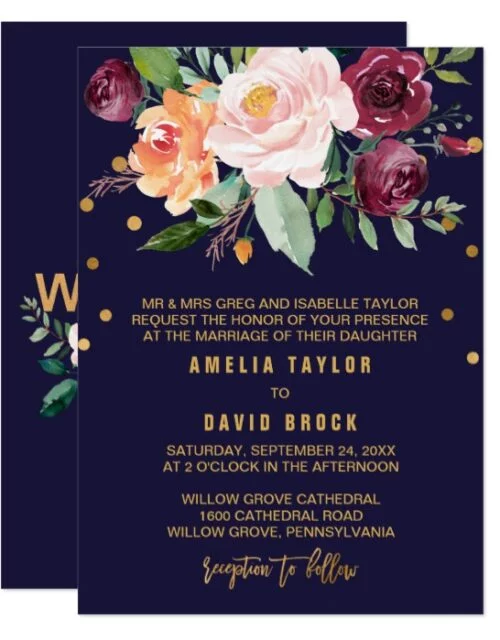 Autumn Floral Wedding Invitation Collection
