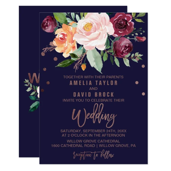 Autumn Floral Wedding Invitation Collection