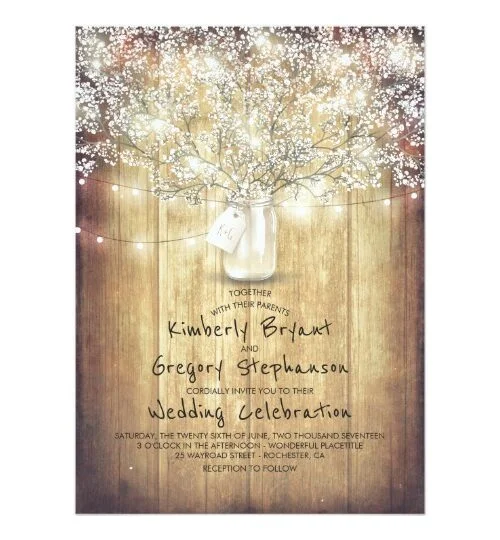 Baby's Breath Charm Rustic Mason Jar Barn Suite