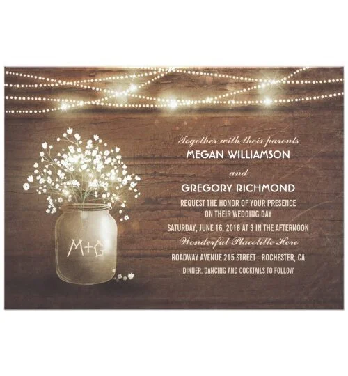 Mason Jar Baby's Breath Wedding Lights Collection