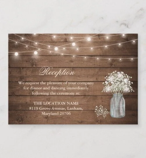 Invitation Suite: Rustic Baby's Breath Mason Jar