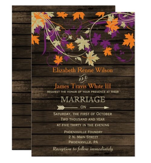 Fall Theme Wedding Invitations