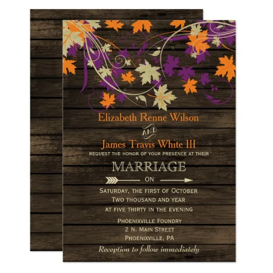 Fall Theme Wedding Invitations