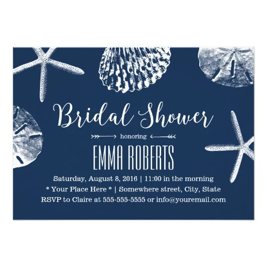 Beach Seashells Weddings (Navy Blue)