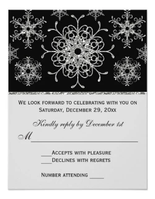 Black, Silver Snowflakes Wedding Collections