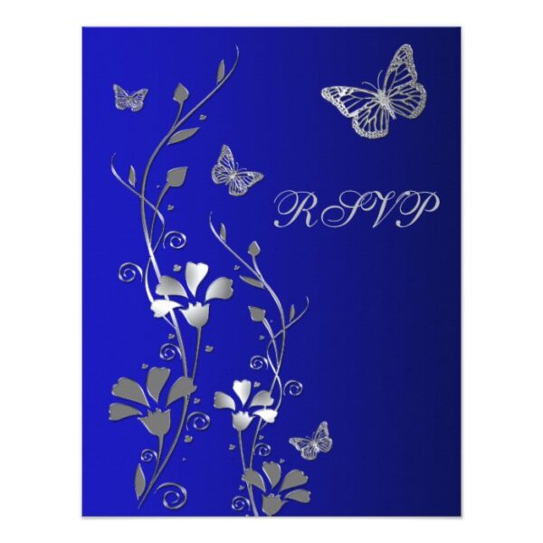 Blue and Silver Butterflies & Flowers Wedding Set