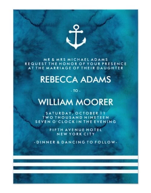 Blue Nautical Watercolor Wedding