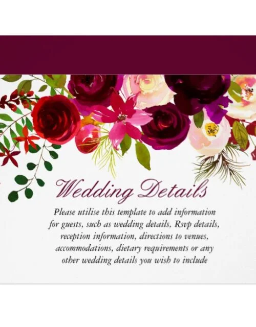 Burgundy Red Purple Floral Boho Wedding