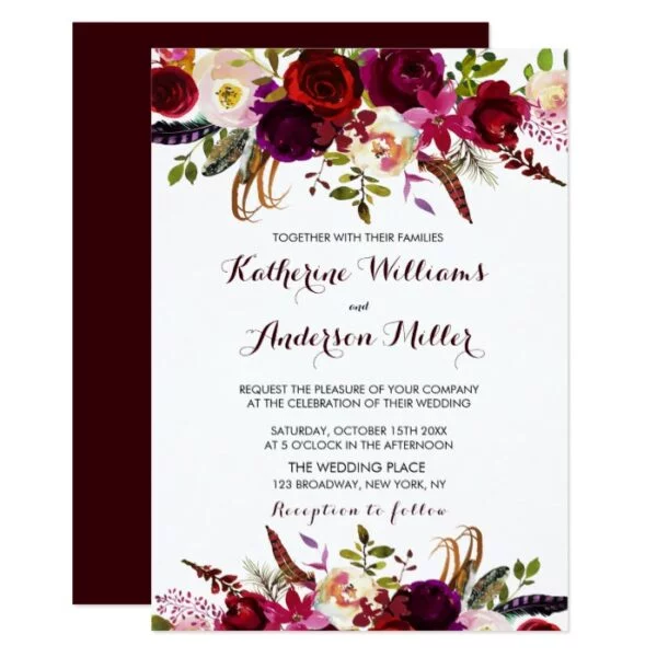 Rustic Boho Floral Burgundy Marsala Collection