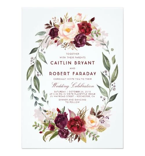 Burgundy Flowers Wreath