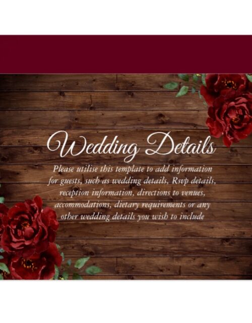 Burgundy Red Rose Rustic Wood Wedding Collection
