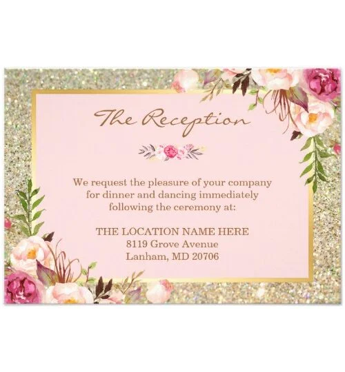 Invitation Suite: Gold Glitters Blush Pink Floral