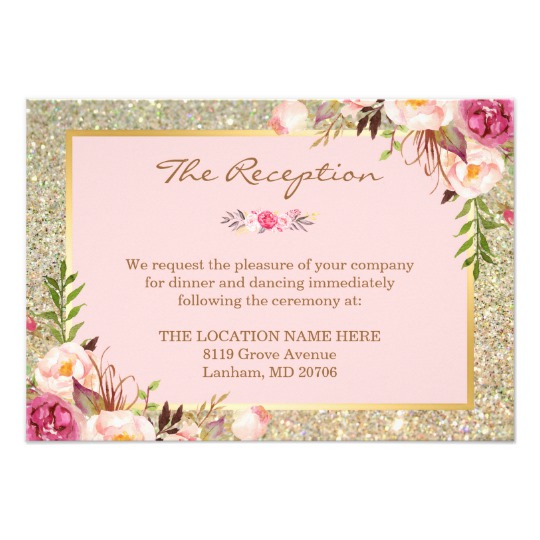 Invitation Suite: Gold Glitters Blush Pink Floral