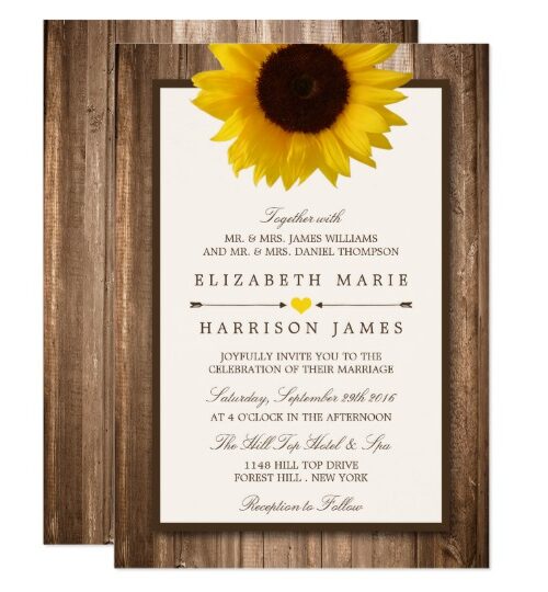 Country Rustic Sunflower & Brown Wood Wedding