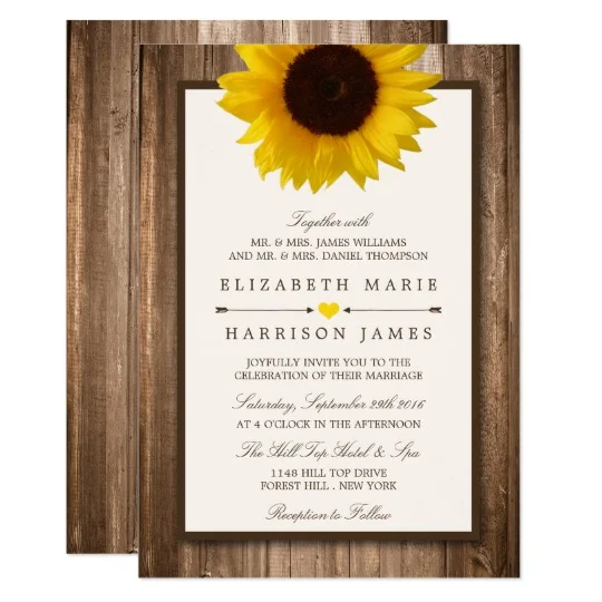Country Rustic Sunflower & Brown Wood Wedding