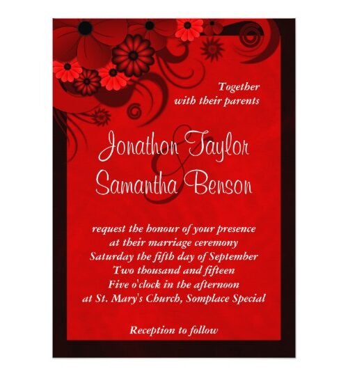 Goth Dark Red on Red Floral Hibiscus Wedding Set